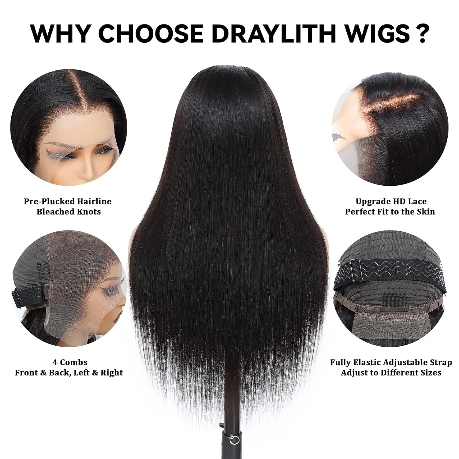 13x4 13x6 HD Transparent Lace Frontal Wigs 40 42 Inch Bone Straight Human Hair Glueless Breathable Design Natural Sleek Styling Wigs