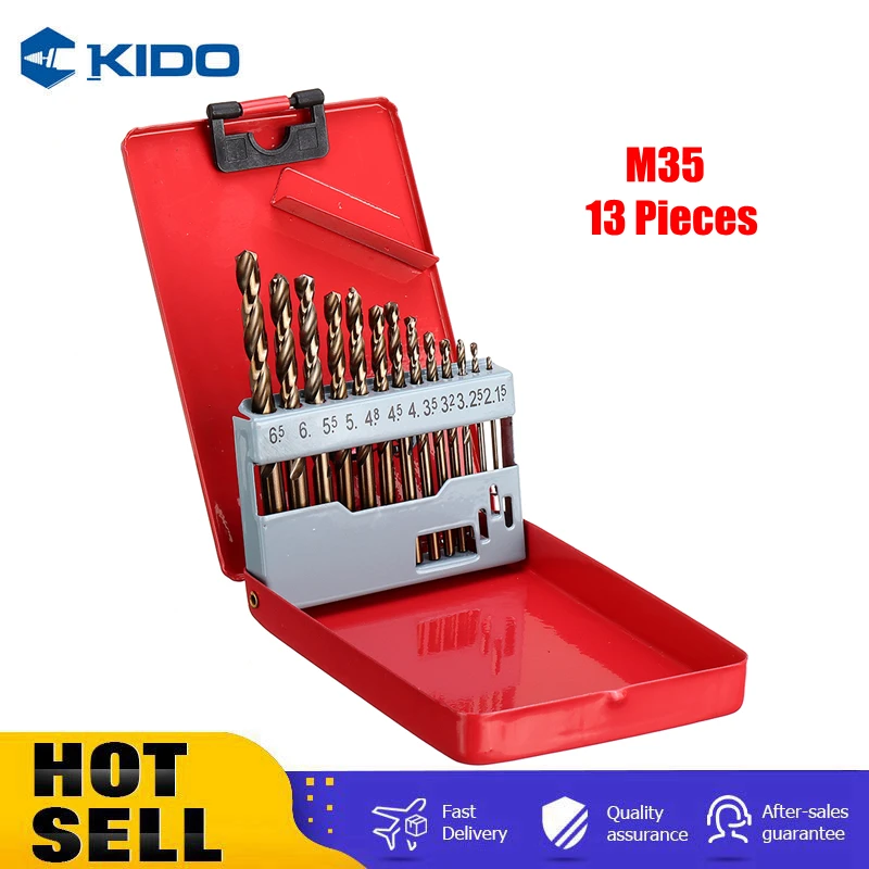 

13Pcs M35 Cobalt Twist Drill Bits Metric Straight Shank Set With Metal Case Fr Stainless Steel Woodworking Metal Drilling