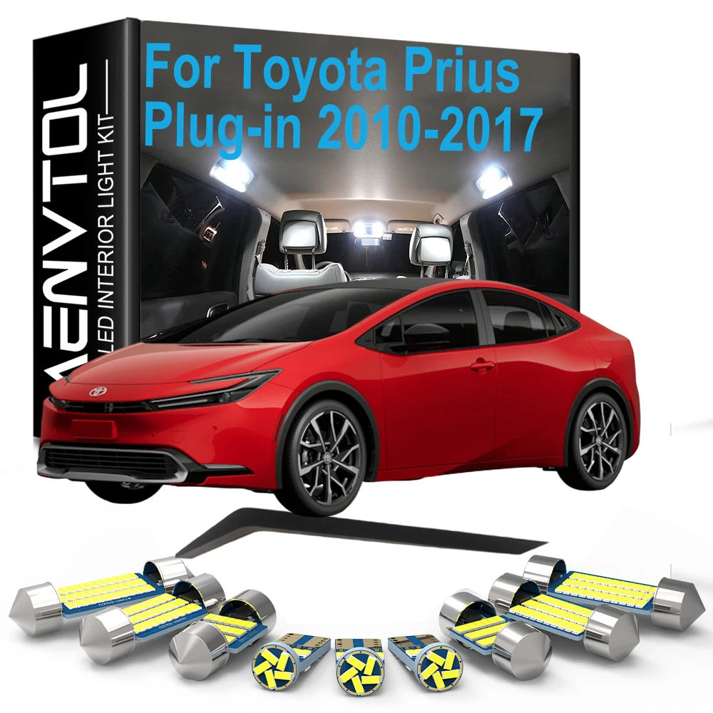For Toyota Prius Plug-in 2010 2011 2012 2013 2014 2015 2016 2017, 12Pcs Canbus No Error Car LED Interior Light Bulb Kit