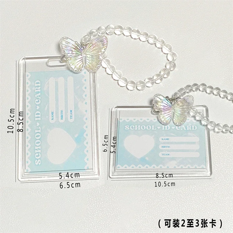 Crystal Butterfly 3 Inch Acrylic Card Holder Photocards Display Credit ID Bank Card Protective Case Keychain Pendant Fashion