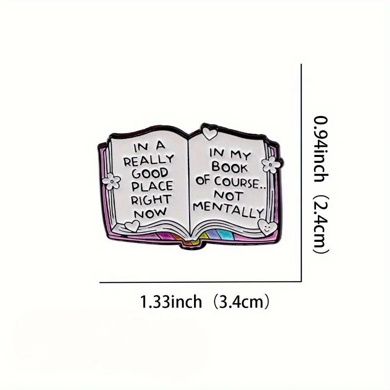 Humorous Literary Zinc Alloy Enamel Book Pin Brooch - Unisex Fashion Jewelry for Backpacks and Clothing
