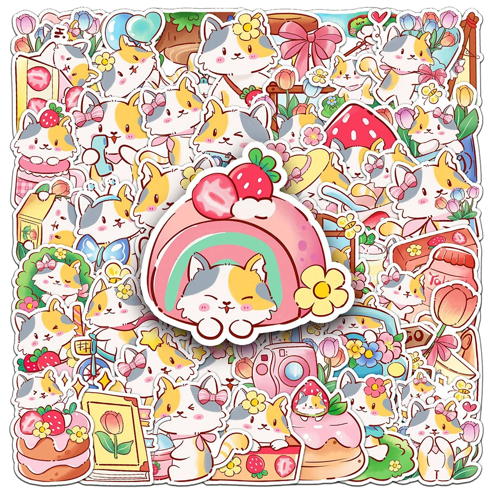 

10/30/50pcs Kawaii Animal Cat Cartoon Sticker Aesthetic Waterproof Graffiti Stationery Stationery Scrapbooking School Supplies