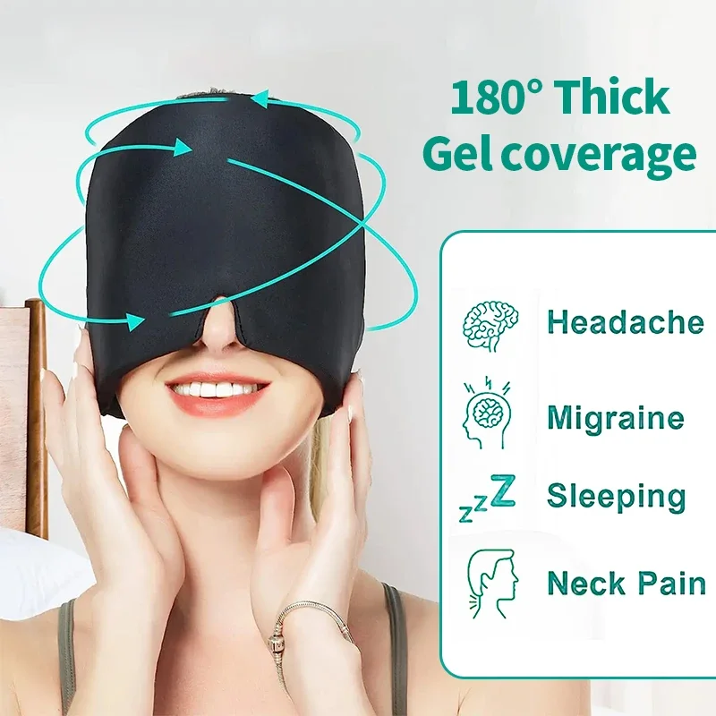 Cabeça Massageador Cap para Enxaqueca, Massagem Dor, Chapéu de Gelo, Máscara, Compressa Quente e Fria, Terapia Gel Hat, Stress e Alívio de Pressão