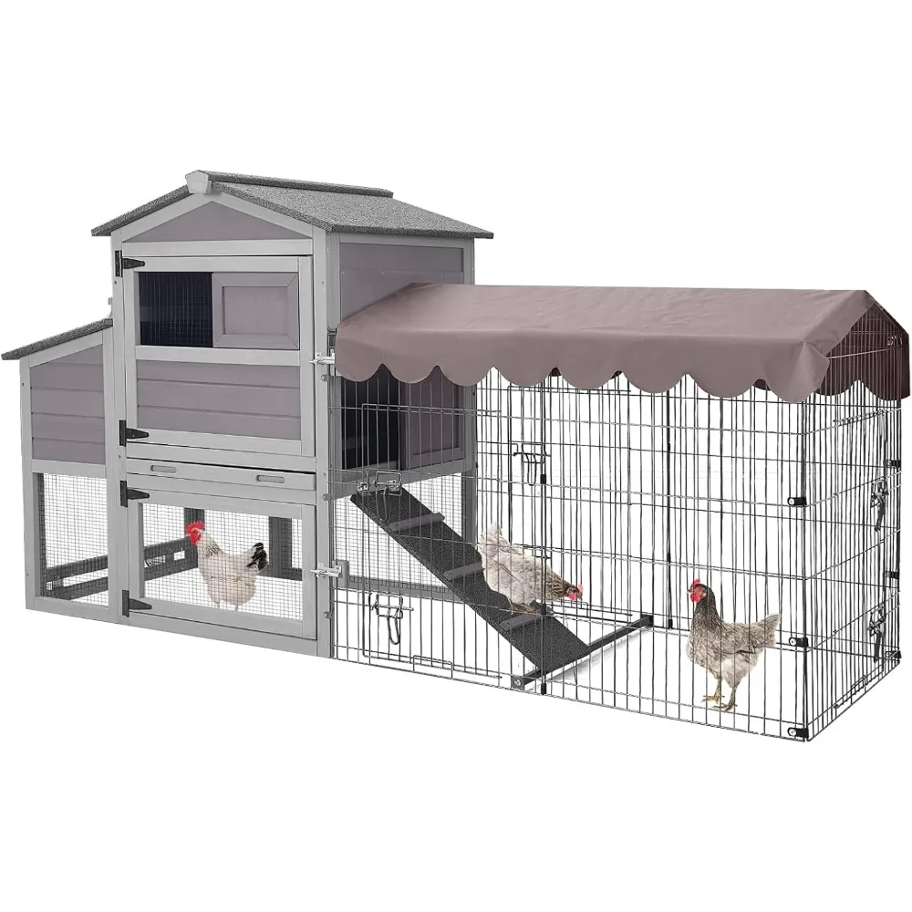 

Chicken Coop Mobile Poultry Cage for Outdoor with Wheels, Portable Hen House with Nesting Box, Waterproof Chicken House- Large C
