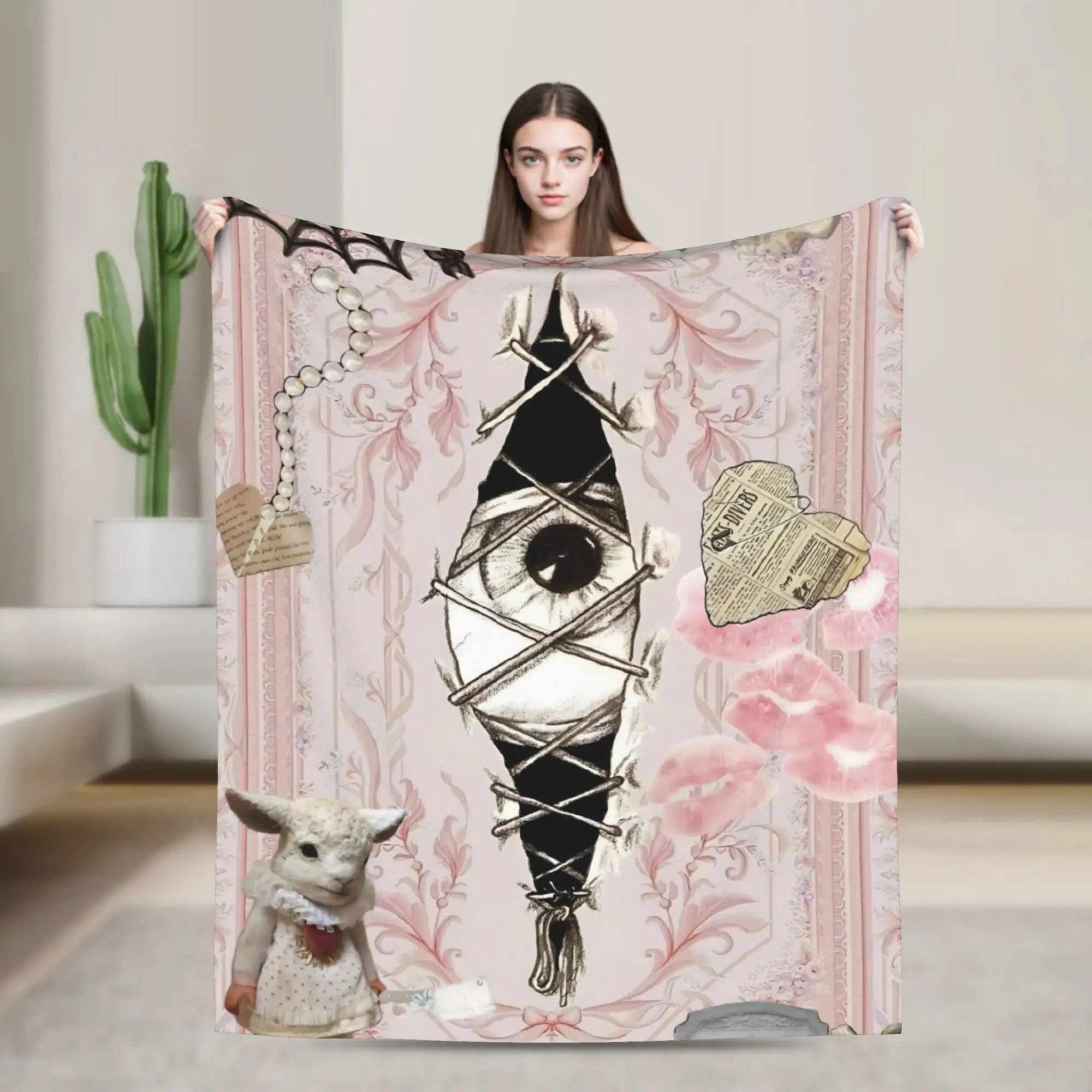 Halloween Gothic Blankets Coral Fleece Plush Air Conditioning Romantic Multi-function Throw Blanket for Bedding Plush Thin Quilt