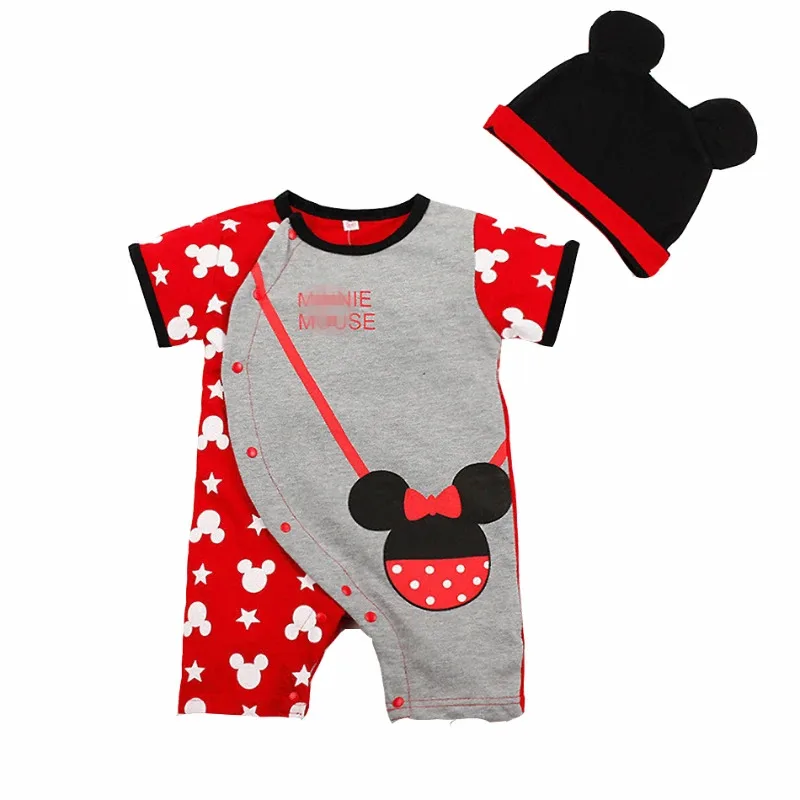 qq34Newborn Baby Dress Romper Princess Minnie Mickey Set For Infant Boys Girls Summer Clothing Suit Children Jumpsuit new