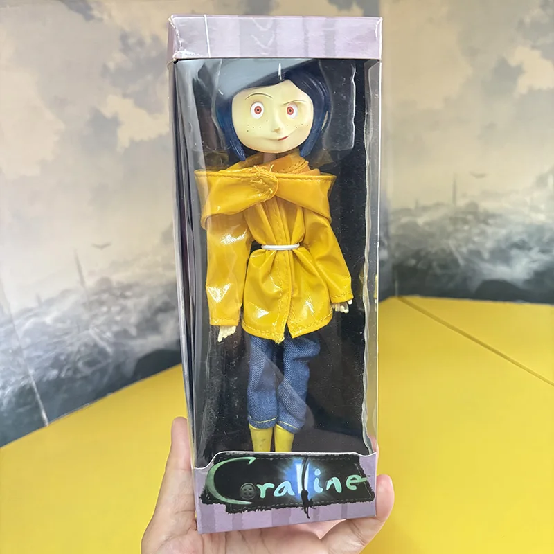 NECA Coraline Action Figure With Yellow Raincoat Toy Doll Gift For Christmas Children Birthday Gift Decoration 18CM