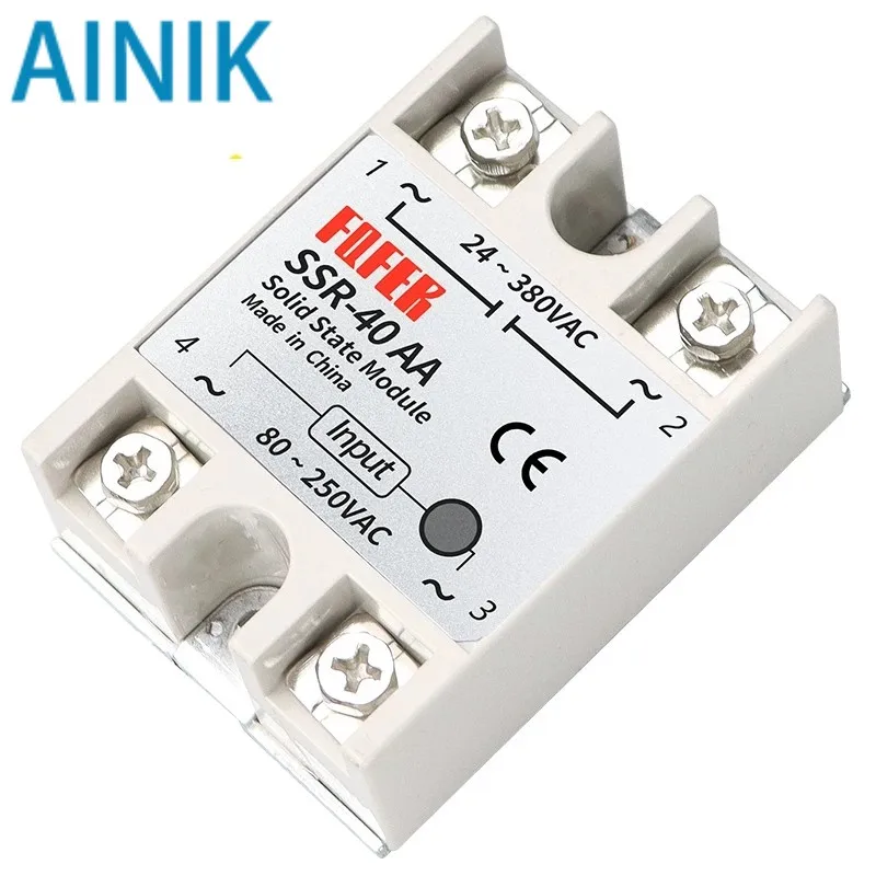 1 szt. 10A 25A 40A 60A AC-AC Jednofazowy Przekaźnik Półprzewodnikowy SSR SSR-10AA SSR-25AA SSR-40AA SSR-60AA 80-250V 220V DO 24-380V