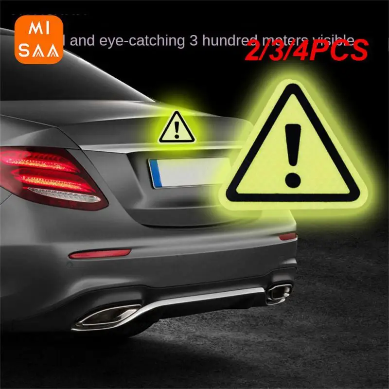 2/3/4PCS Car Warning Sticker High Strength Universal Colorful Triangle Car Supplies Reflective Sticker Durable