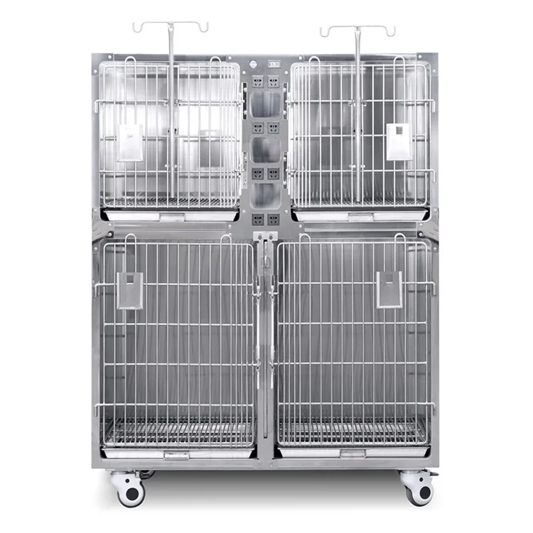 Pet Cage cat dog veterinary  overall 304 stainless steel vet cages with additional socket