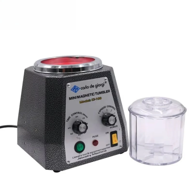 KT100 Magnetic Polishing Machine Jewelry Grinding Metal Deburring Gold Silver Copper Stainless Steel Cleaning Equipment