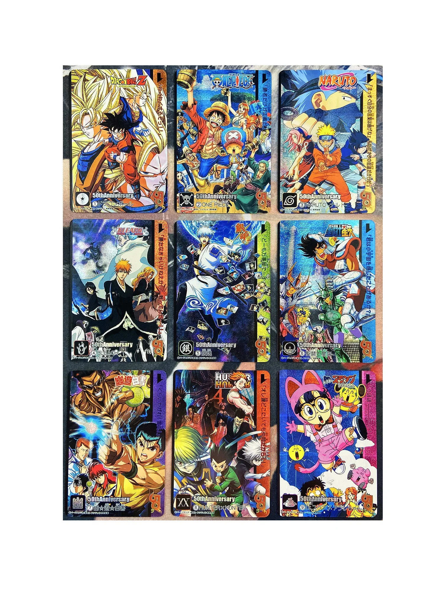 9pcs/set Jump 50th Anniversary Weekly Shonen Dragon Ball Z One Piece No.1 Hobby Collectibles Game Anime Collection Cards