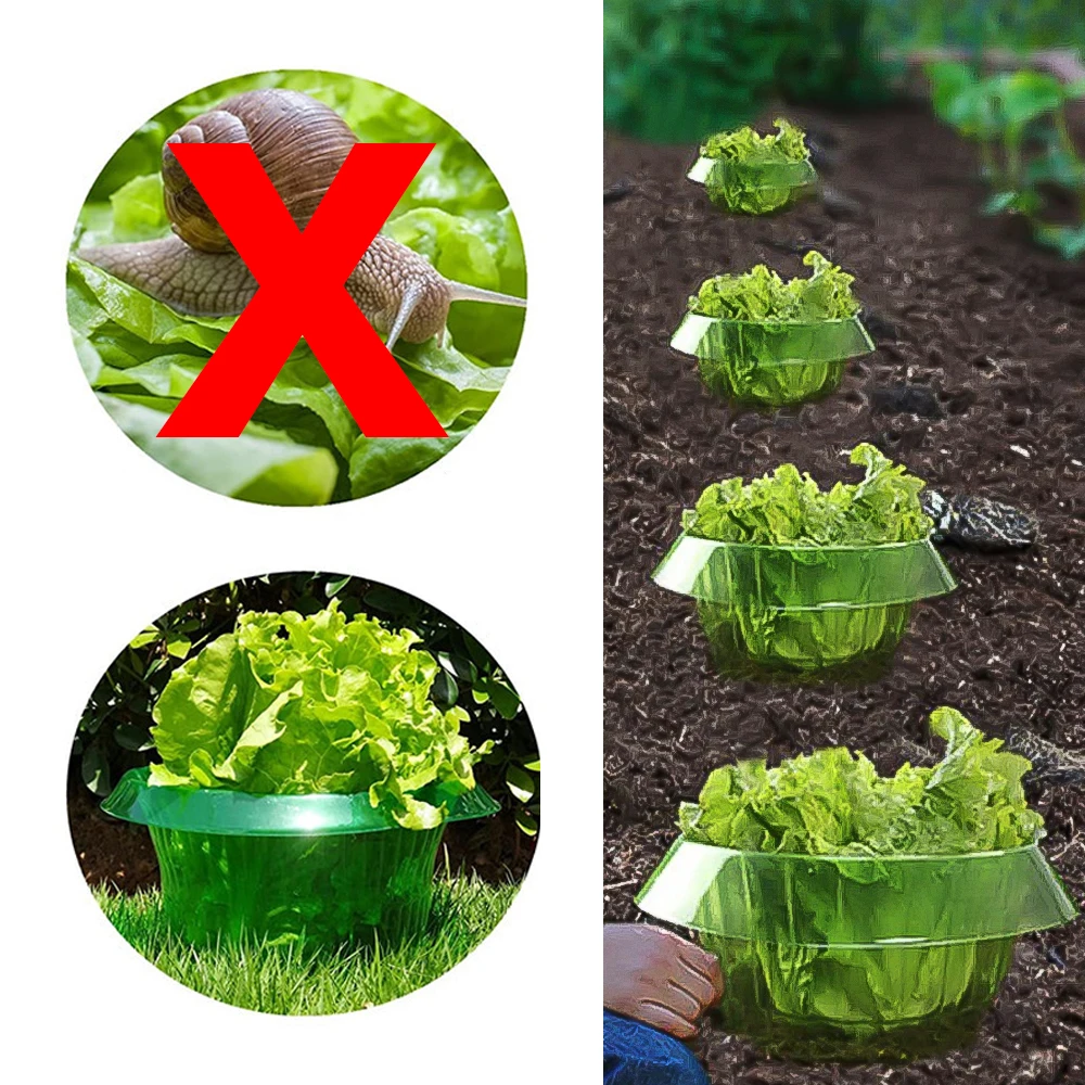 Garden Green Cloches Plant Protection Ring Collar Against Snail Reusable Bell Cover for Nursery Vegetables Pest Control Trapper