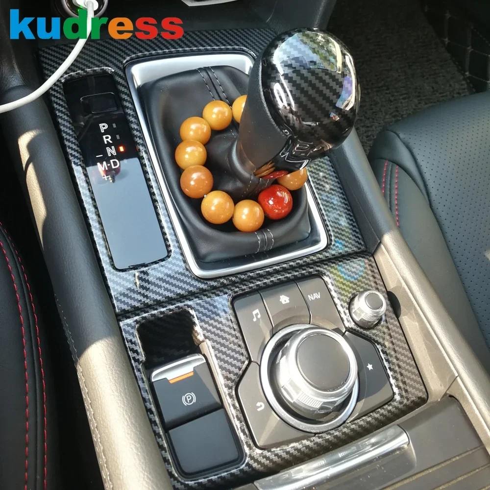 

For Mazda 3 Axela For Mazda 6 2017 2018 Carbon Fiber Car Center Console Gear Shift Box Panel Cover Trim Interior Accessories AT