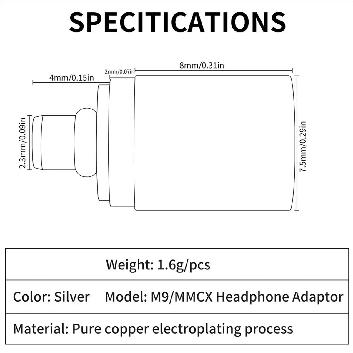 Special Offer-Earphone Adater 0.78 2 Pin Female to M7 Male Connecter for IER-M7/IER-M9/IER-Z1R/XBA-300AP/XBA-N3BP/XBA-Z5