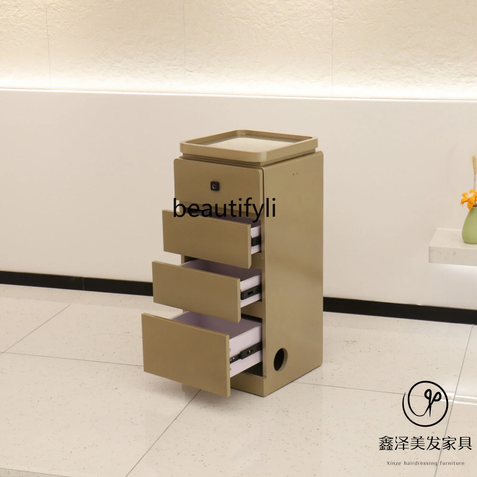 

New barber shop tool cabinet, drawer-type hairdressing floor, large-capacity locker for hair salon