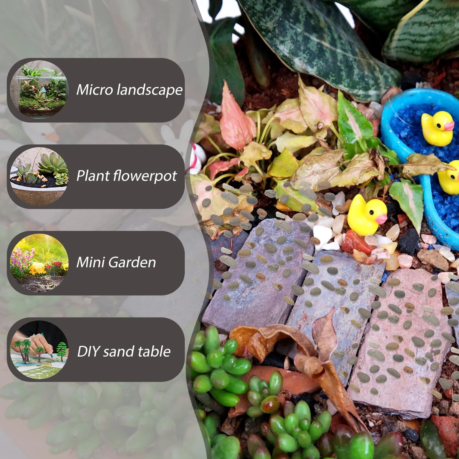 Microlandscape Natural Small Rocks Miniature Layout Sand Table Fish Tank Decoration Diorama Stone Material Kit