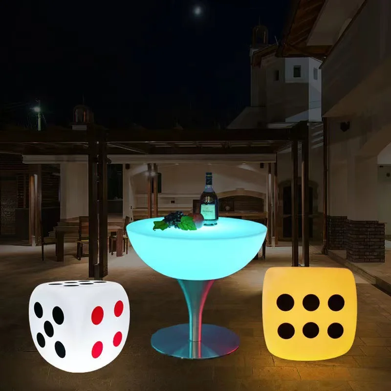 Creative luminous dice stool fashionable waterproof bar chair outdoor sieve cup bar table