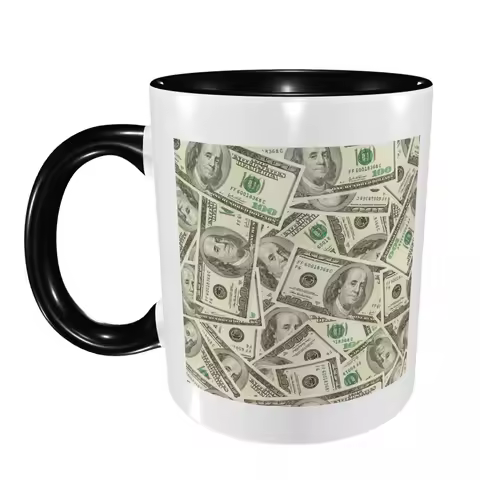 US Dollar Banknotes Mug Funny Ceramic Coffee Cups Tea Mugs Milk Cup Drinkware Gift for Woman Man