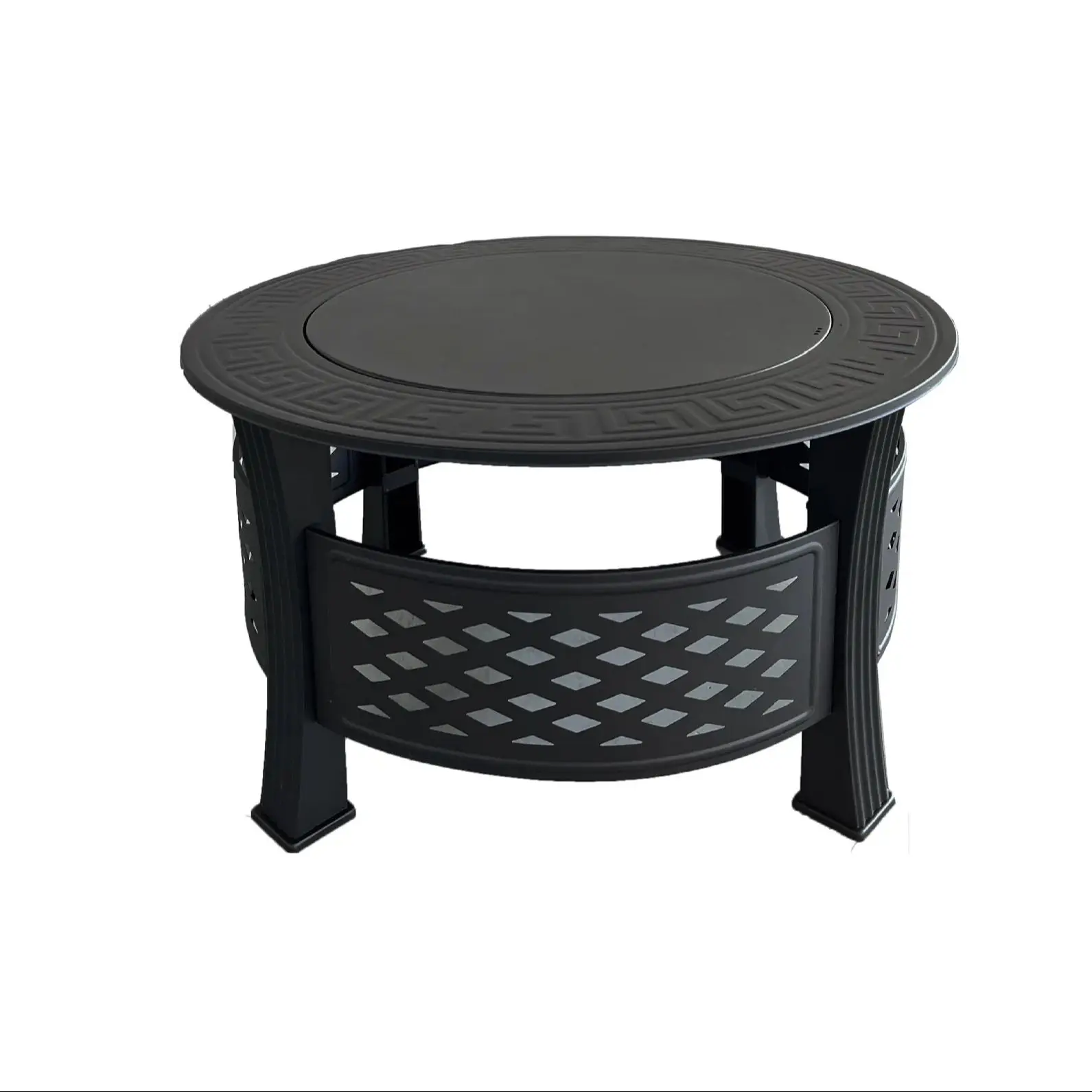 Table à thé pour foyer de jardin d'hiver, Table de Barbecue pour foyer extérieur pour 4-6 personnes avec poêle chauffant pour gril