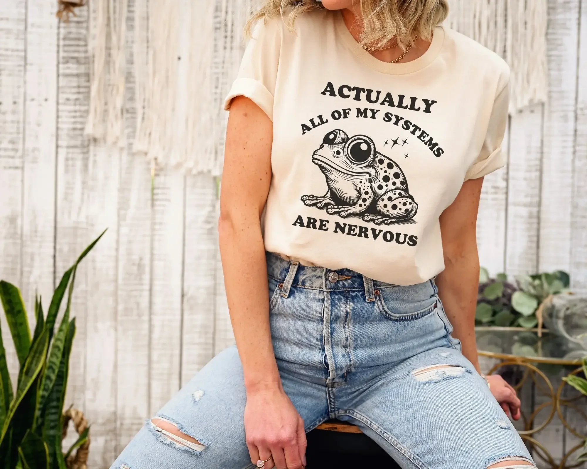 All of My Systems are Nervous Frog T Shirt Women Self Care SweaT Weirdcore Fairy Grunge Ironic Toad s Clothing