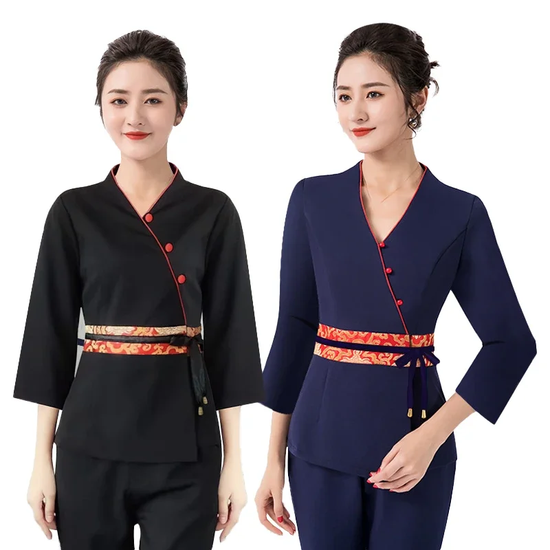 new-beauty-salon-work-clothes-set-women's-beautician-tooling-foot-bath-ear-technician-clothes