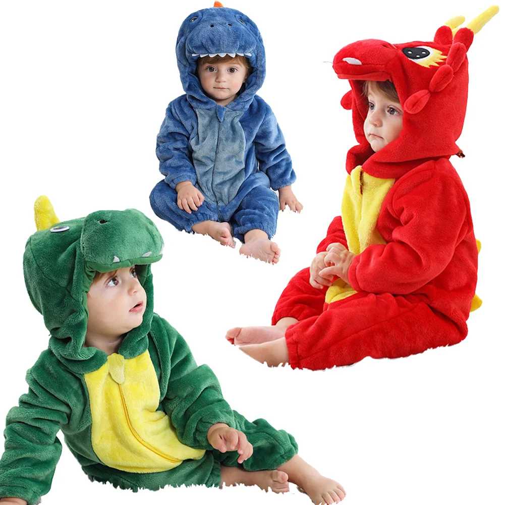 Cartoon Animal Dinosaur Cosplay Kids Fantasy Pajamas Boys Disguise Costume Flannel Home Clothes Boys Children Winter Sleepwear