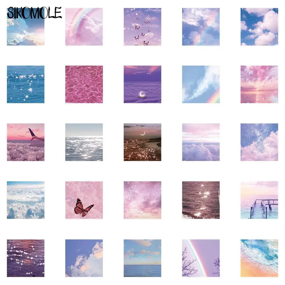 10/30/56PCS Beautiful Clouds Starry Sky Stickers Scenery INS Sticker DIY Skateboard Notebook Suitcase Decals Graffiti Sticker F5