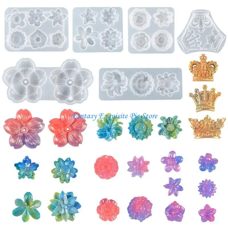 مختلف الزهور شكل التصحيح الحلي قالب من السيليكون راتنجات الايبوكسي صب المجوهرات أداة صنع Craft بها بنفسك الحرفية ديكورات المنزل