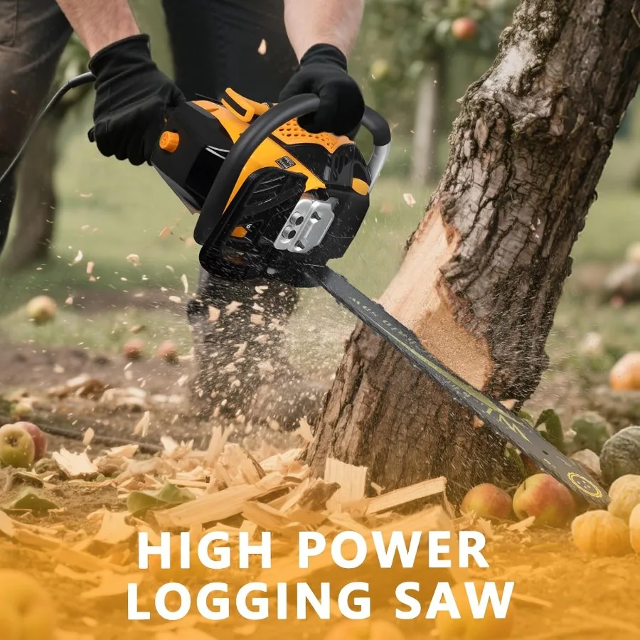Gas Chainsaw 20 Inches 63CC Cordless Chain Saw with Gas Power for Efficient Wood Cutting and Tree Trimming in Outdoor Landscapi
