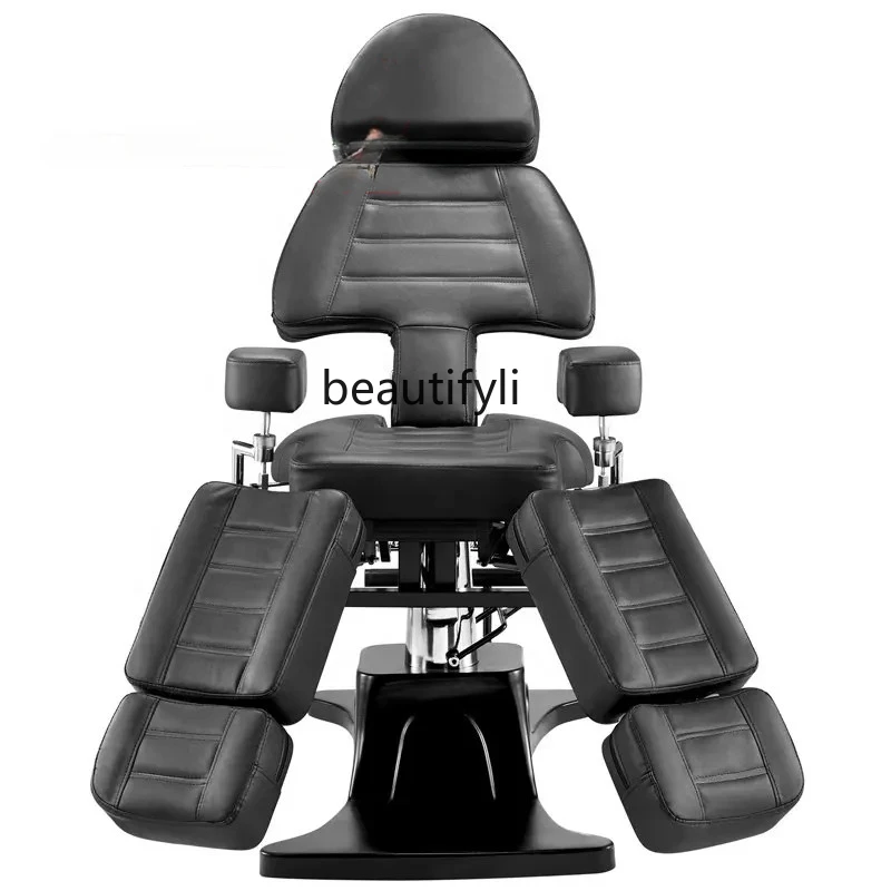 Single Split Leg Tattoo Couch Multifunctional Adjustable Tattoo Chair Facial Bed Hydraulic Lifting Tattoo Eyebrow Recliner