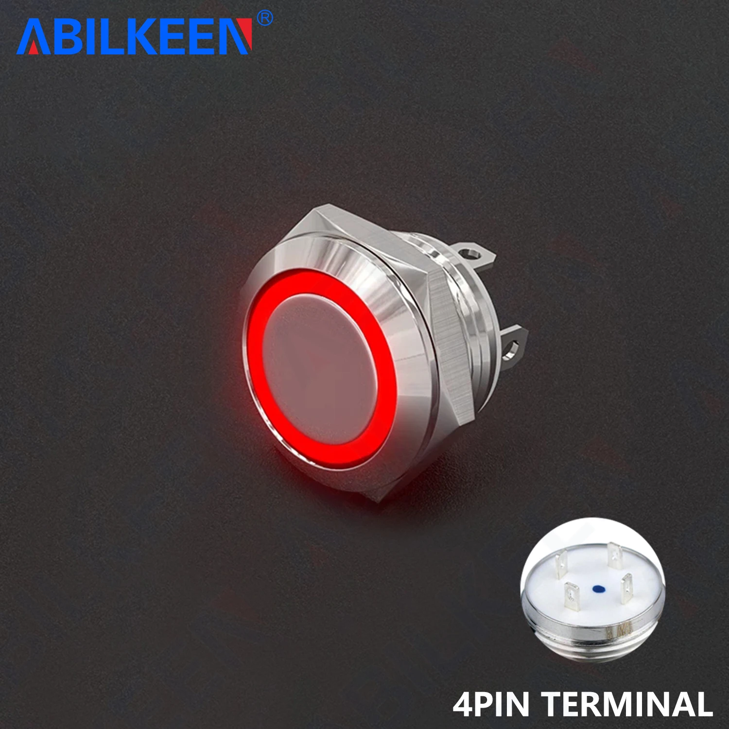 ABILKEEN 12MM Mini Metal Push Button Switch Ultra-Thin Push Button Switch with LED Ring Light DC3-6V 12-24V 1NO Momentary Button