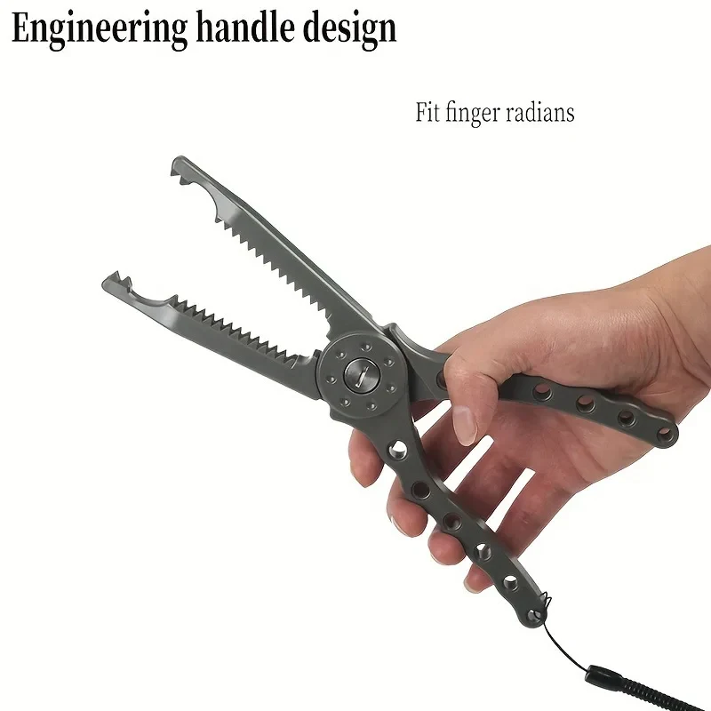 Plastic Fishing Pliers with Catfish Gripper, Non-Slip Grip Hook Remover Tool with Attached Lanyard image 3