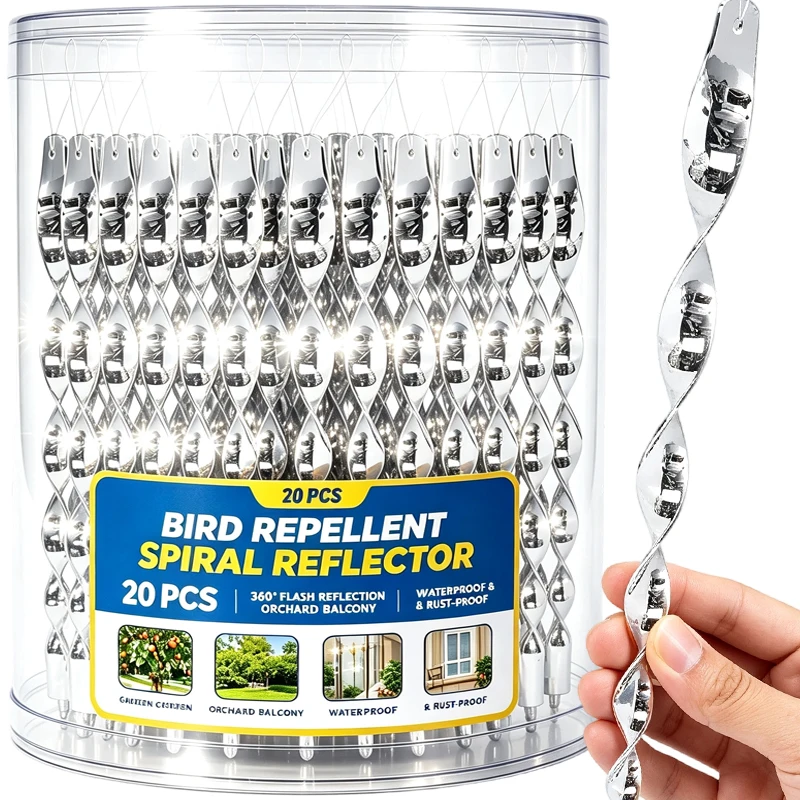 Reflective Bird Repellent Rod Twist Wind Spiral Stick Pigeons Deterrent Scare Rotating Repeller Rods for Garden Balcony Orchard