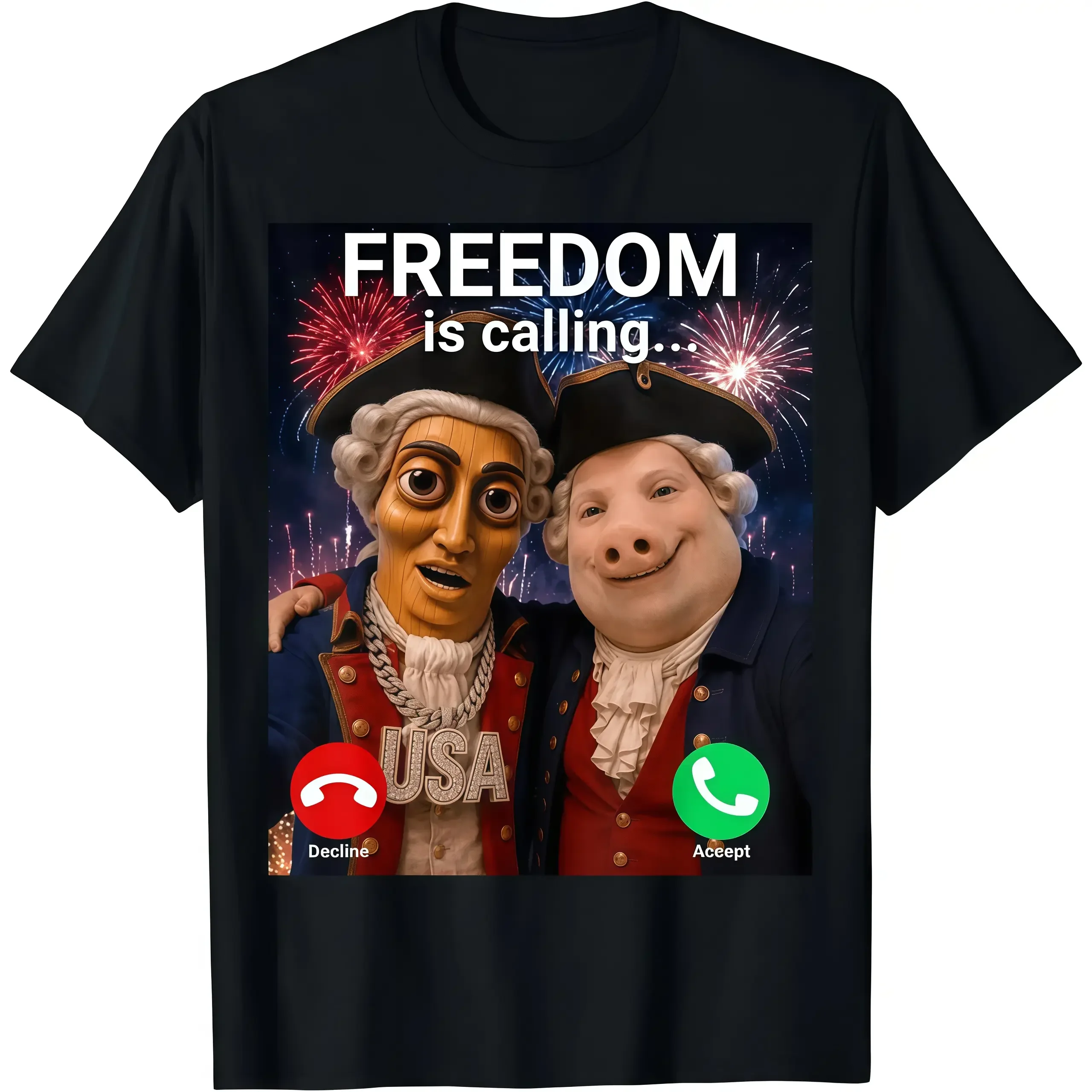 John Pork Fourth of July Tung Tung Tung Sahur T-Shirt Cotton Menswear Crewneck Graphic Top Tee Womenswear Streetwear Tshirt Stylish Casual Print Tshirts Classic Breathable