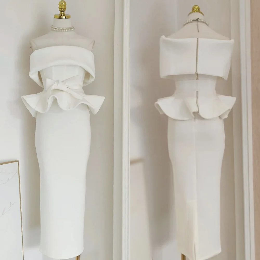 

Customized High Quality Formal Evening Ruched Sash Straight Midi Dresses Bespoke Occasion Elegant Party Wedding Engagement