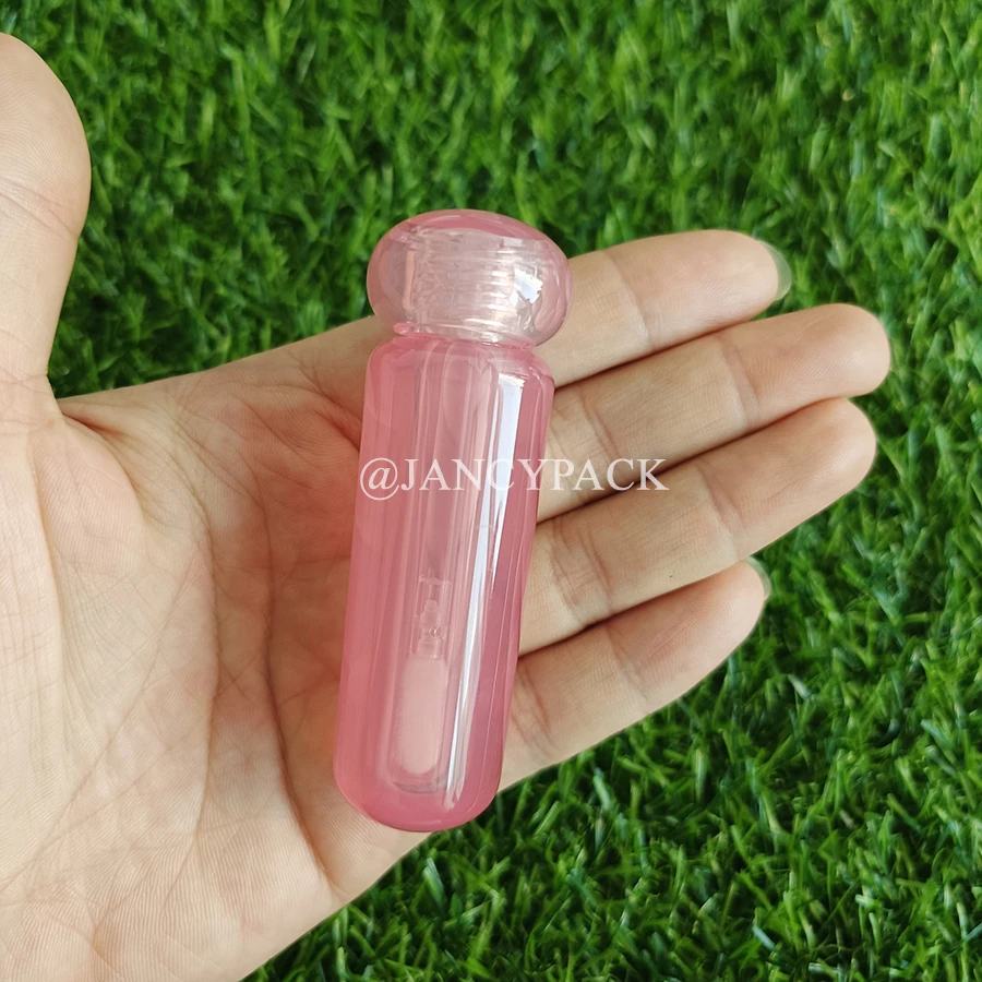 JANCYPACK Flat Round Full Clear Pink 3ml Lip Glaze Container Empty Packaging Lip Oil Bottle With Private logo