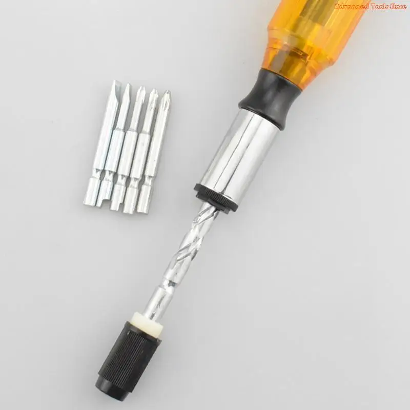 Push Pull Ratchet Screwdriver with 5 Pcs Screwdriver Replace for Head for CR-V S W91B