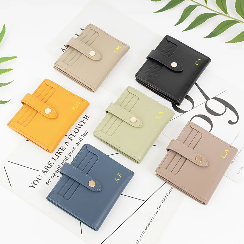 Genuine Leather Fashion Card Holder Luxury Brand Casual Portable Card Wallet For Woman Custom Name Folding Business Coin Purse