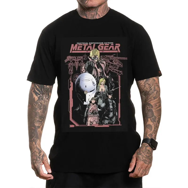 Metal Gear Solid MGS Game Gift T‑Shirt for Gamer Unisex Cotton Short Sleeve Tees Solid Snake Graphic Print Streetwear Tops