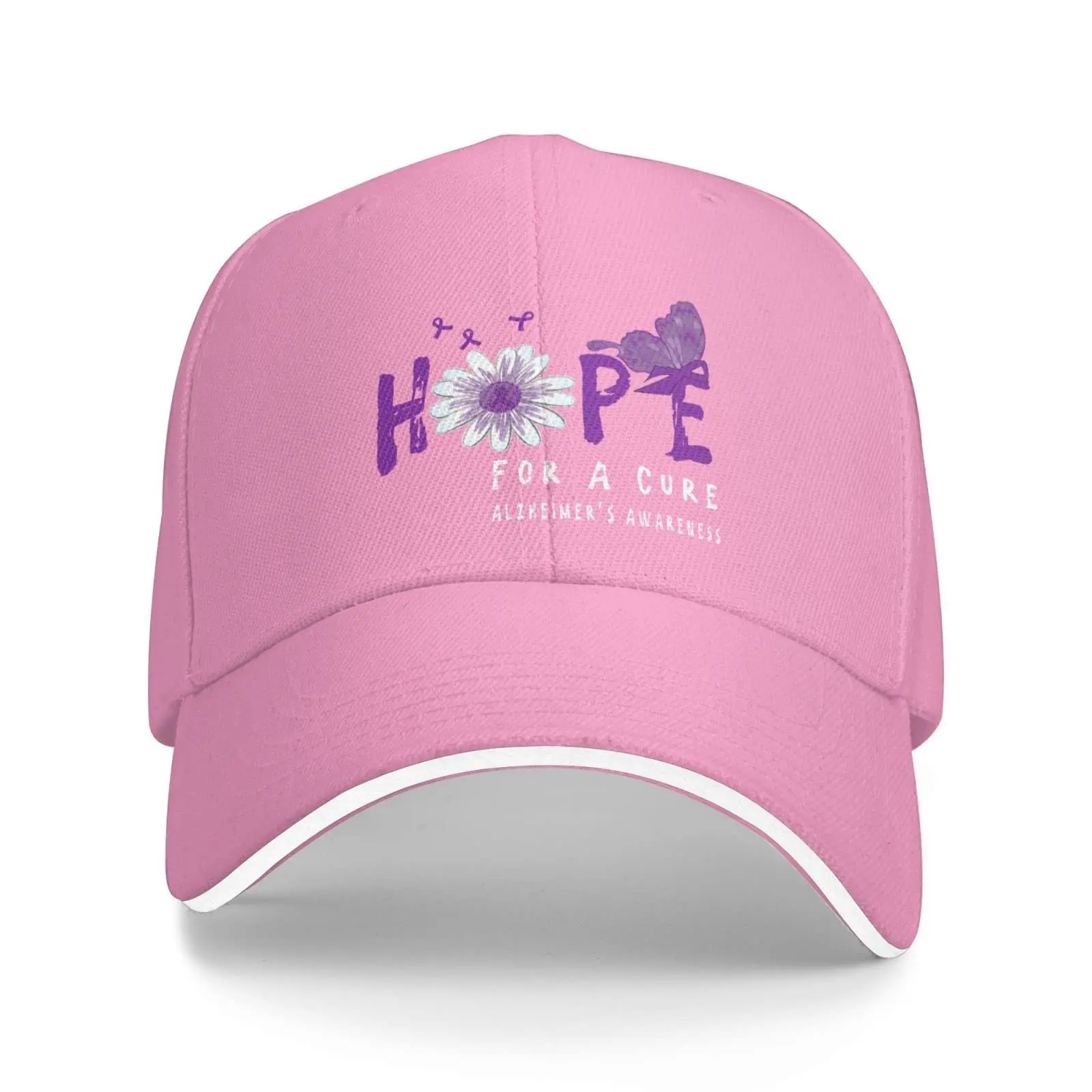 

Hope For A Cure Alzheimer's Awareness Flower Baseball Cap Dad Hat Adjustable Size Men Women Casual Casquette Cap Duck Tongue Hat