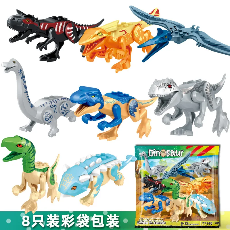 Jurassic Dinosaurier Bausteine Pteranodon Tyrannosaurus Rex Triceratops Zusammengebautes Puzzle Kinder Spielzeug Set Kinder Mädchen