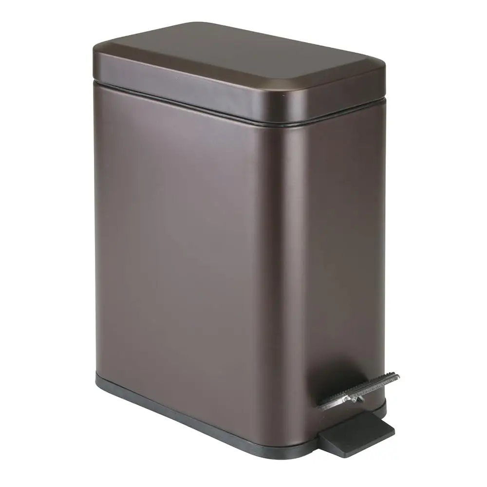 

Small Modern 1.3 Gallon Rec Metal Lidded Step Trash Can, Compact Garbage Bin With Removable Liner Bucket And Handle For