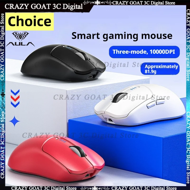 AULA SC580 Bluetooth Mouse, Tri-mode 2.4g/bluetooth/usb-c, 10000 Dpi Rechargeable Wireless Mouse With 6 Programmable Buttons