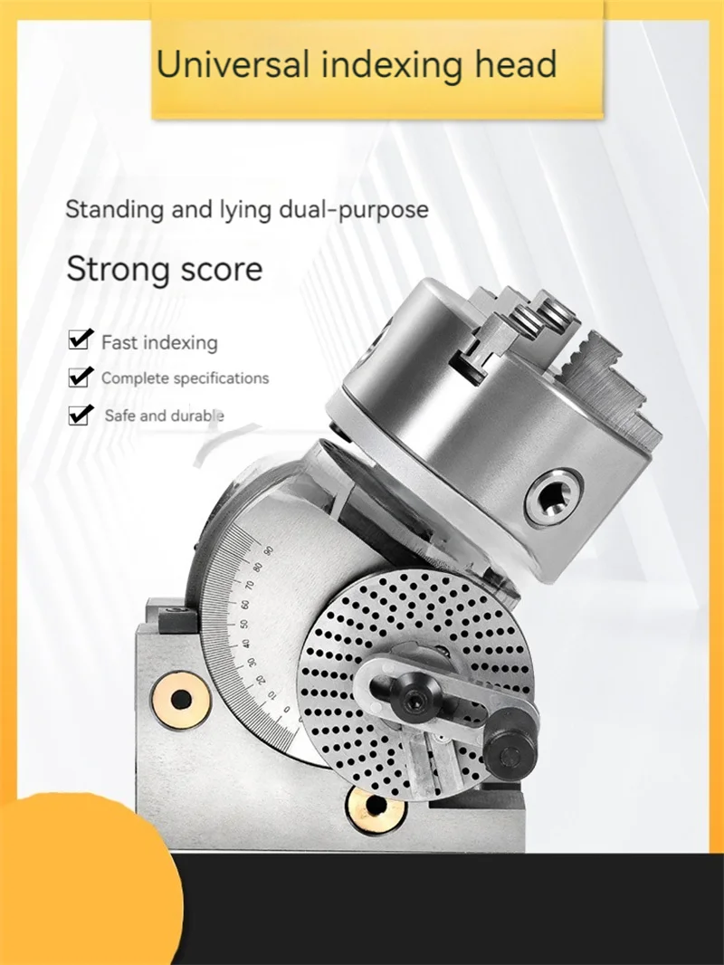 For 6 Inch Universal Indexing Plate Rotary Table 125 Three-Jaw Chuck Milling Machine Indexing Head Vertical And Horizontal