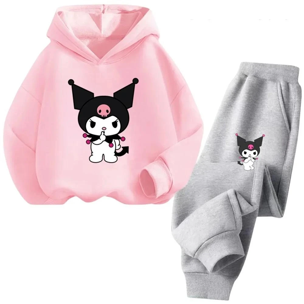 Sanrio Kuromi Kawaii Hoodie Set Children's Clothing Boys Girls Baby Sweatshirts Kuromi Pullover Tops Hoodies Sportswear