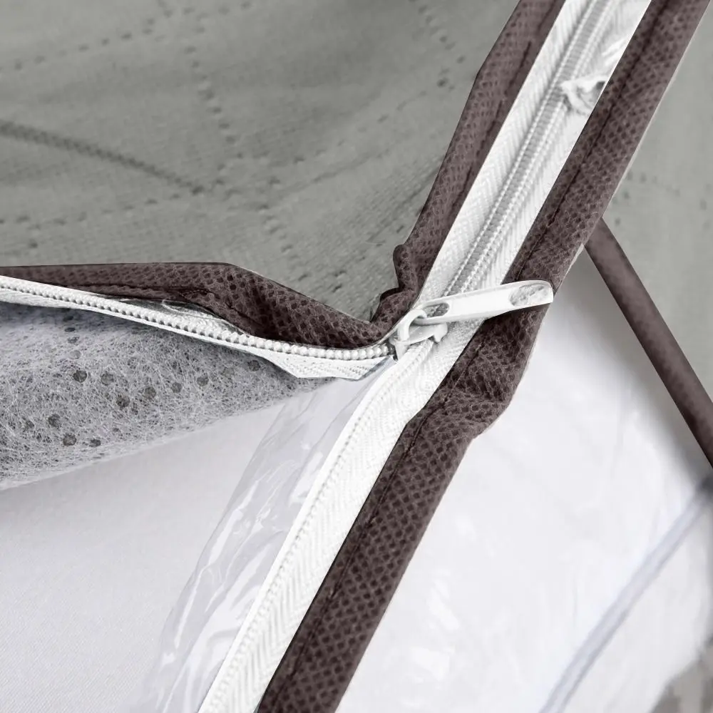 Sac de rangement en tissu non tissé, design pliable, fermeture éclair, sac de rangement à fermeture éclair, couleur grise, matériau durable