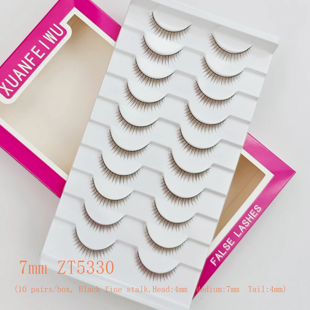 Xuanfeiwu Ciglia corte dall'aspetto naturale color caramello marrone chiaro naturale senza trucco, Ciglia finte realistiche monopezzo a striscia completa color caffè Ciglia cosplay fai da te