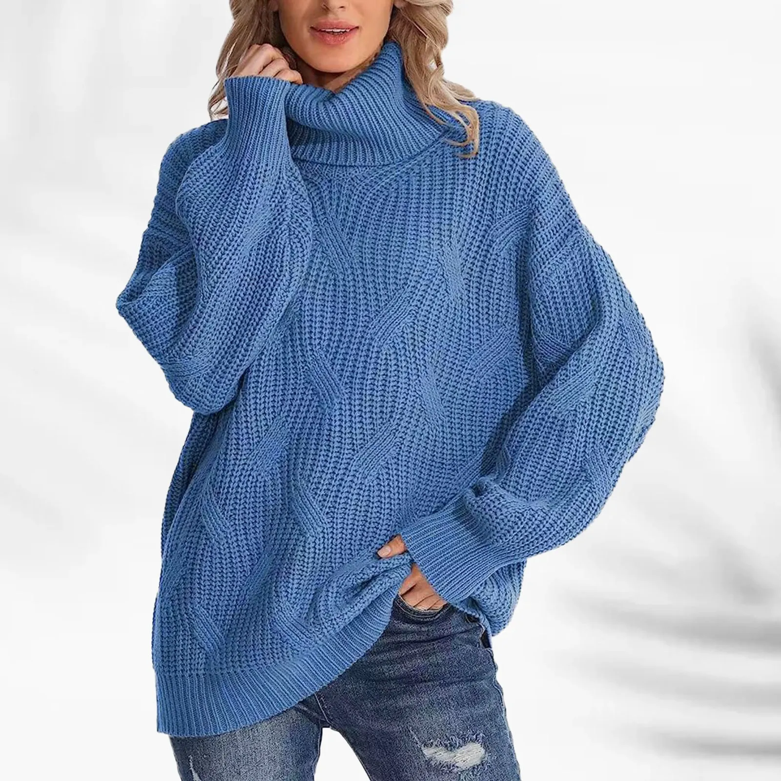 

Oversized Turtleneck Knitted Sweater Women 2023 Autumn Thick Long Sleeve Knit Sweaters Jumper Winter Lady Casual Solid Pullovers