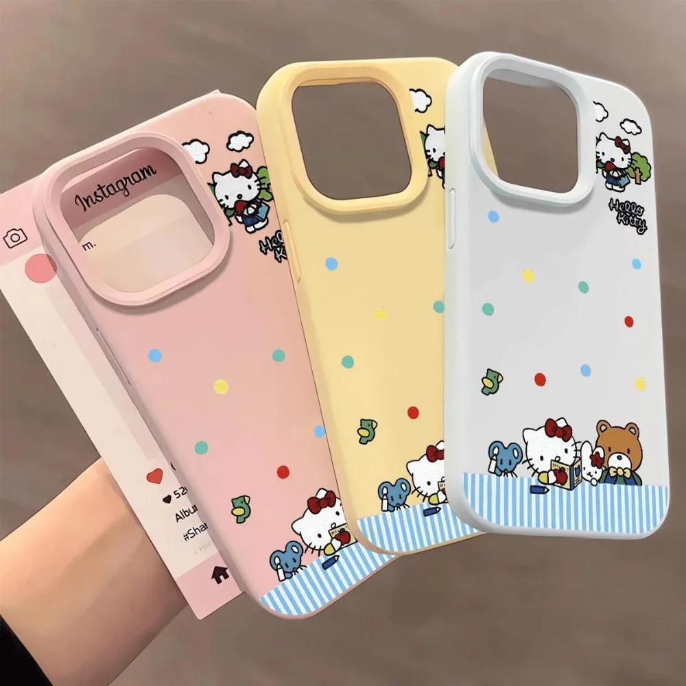 Kawaii HelloKitty الكرتون قضية الهاتف آيفون 16 برو ماكس 11 12 13 14 15 16E XS X XR 7 زائد أنيمي سيليكون لينة غطاء